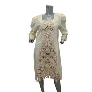 Vintage traditional formal Filipino dress intricate embroidery unique sleeve